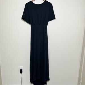 Eloquii Women Plus Size Maxi‎ Dress 3X Black Tie Open Back Cottage Boho 22